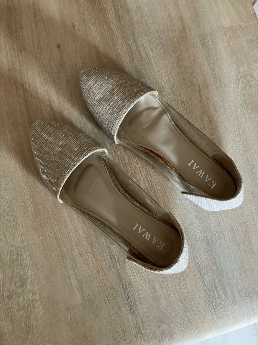 Gold Sparkle D'Orsay Flats